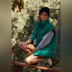 Free People FP Movement In a Bubble Green Oversized Puffer Vest - Large - Green
